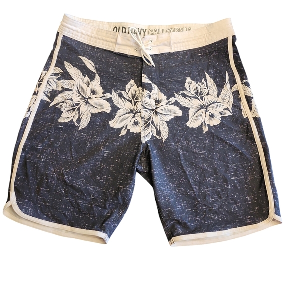 OLD NAVY CALIFORNIA  Floral Print Dolphin Hem Board Shorts Men's Size 34 - Picture 1 of 7